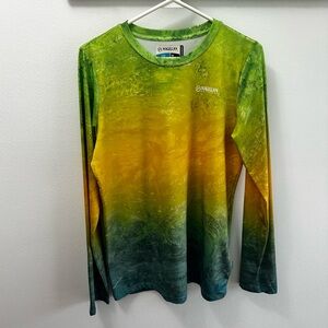 Magellan Outdoors Green and Yellow Gradient Long Sleeve Tee